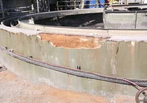 Concrete damage on tank